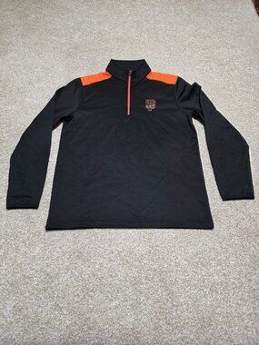 MLB San Francisco Giants Quarter Zip Black Orange Pullover Sweater Size Large